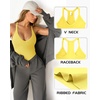 image:imageMANGOPOP Womens Ribbed Tank Tops V Neck Racerback Camisole Summer Slim Fit Workout Sleeveless 2026 Trendy TopBright Yellow