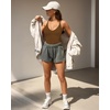 image:imageMANGOPOP Womens Ribbed Tank Tops V Neck Racerback Camisole Summer Slim Fit Workout Sleeveless 2026 Trendy TopBrown