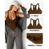 image:imageMANGOPOP Womens Ribbed Tank Tops V Neck Racerback Camisole Summer Slim Fit Workout Sleeveless 2026 Trendy TopCoffee