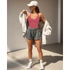 image:imageMANGOPOP Womens Ribbed Tank Tops V Neck Racerback Camisole Summer Slim Fit Workout Sleeveless 2026 Trendy TopDark Pink