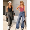 image:imageMANGOPOP Womens Ribbed Tank Tops V Neck Racerback Camisole Summer Slim Fit Workout Sleeveless 2026 Trendy TopDark Pink