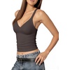 image:imageMANGOPOP Womens Ribbed Tank Tops V Neck Racerback Camisole Summer Slim Fit Workout Sleeveless 2026 Trendy TopDeep Grey