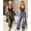 image:imageMANGOPOP Womens Ribbed Tank Tops V Neck Racerback Camisole Summer Slim Fit Workout Sleeveless 2026 Trendy TopDeep Grey