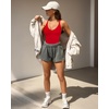image:imageMANGOPOP Womens Ribbed Tank Tops V Neck Racerback Camisole Summer Slim Fit Workout Sleeveless 2026 Trendy TopRed
