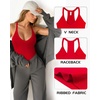 image:imageMANGOPOP Womens Ribbed Tank Tops V Neck Racerback Camisole Summer Slim Fit Workout Sleeveless 2026 Trendy TopRed