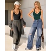 image:imageMANGOPOP Womens Ribbed Tank Tops V Neck Racerback Camisole Summer Slim Fit Workout Sleeveless 2026 Trendy TopWood Green