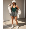 image:imageMANGOPOP Womens Ribbed Tank Tops V Neck Racerback Camisole Summer Slim Fit Workout Sleeveless 2026 Trendy TopWood Green