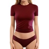 image:imageMANGOPOP Double Lined Short Sleeve Tops for Women Crew Neck T Shirts Basic Tee Womens Going Out Tops Trendy 202604 Burgundy
