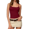 image:imageMANGOPOP Womens Camisole Tank Tops Square Neck Spaghetti Strap Cami Double Lined Sleeveless Crop Top Sexy ShirtsBurgundy