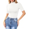 image:imageMANGOPOP Womens Mock Turtle Neck Slim Fit 34 Sleeve TShirt04 White