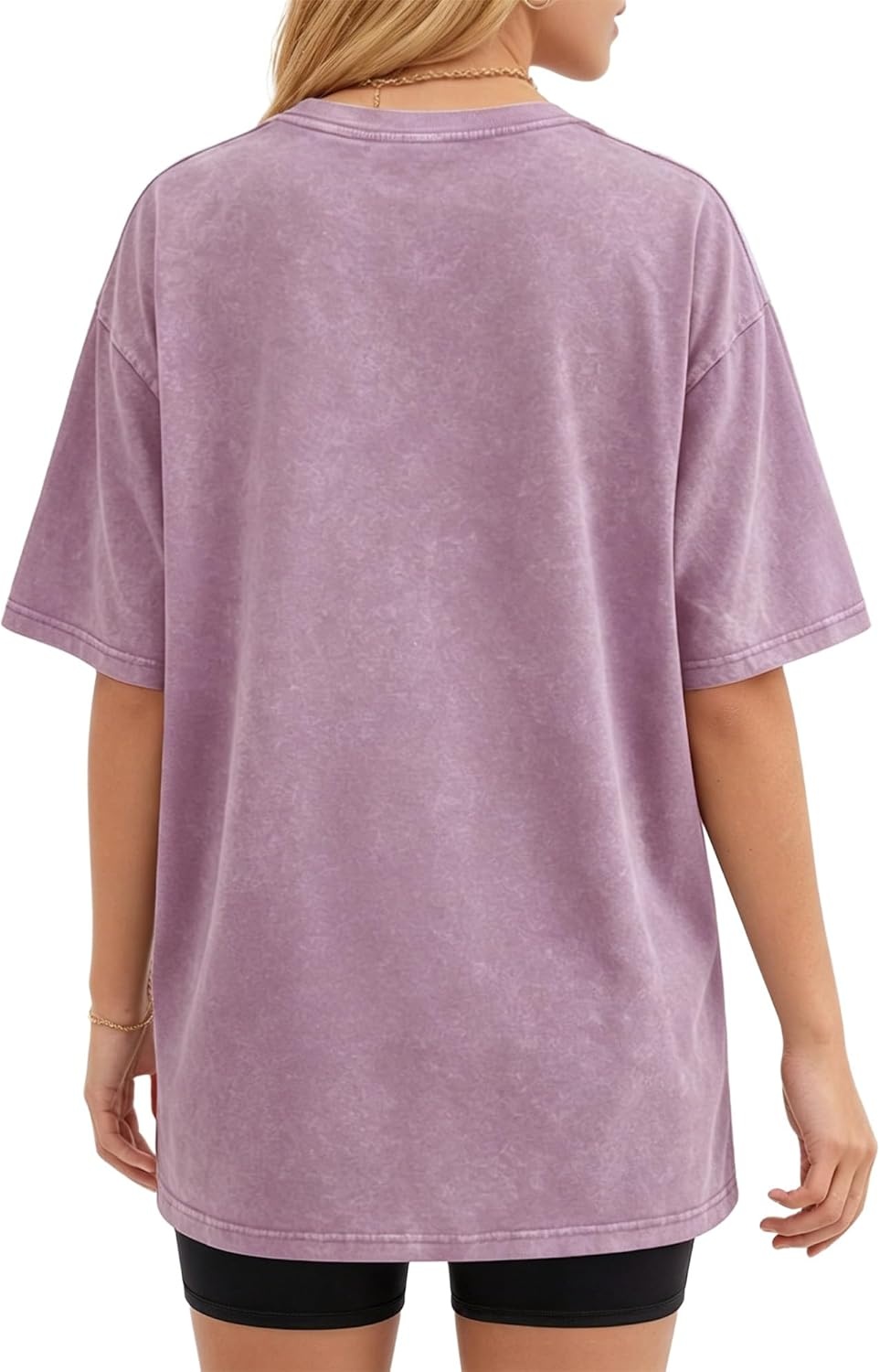image:imageMANGOPOP Oversized Vintage Short Sleeve Shirts for Women Acid Wash Crew Neck Y2k Grunge Casual Summer Baggy Tees TopsLight Purple