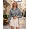 image:imageMANGOPOP Button Down Shirts for Women Long Sleeve Plaid Ruffle Neck Blouses Business Casual Shirt Tops 2026 Trendy OutfitAblack