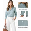 image:imageMANGOPOP Button Down Shirts for Women Long Sleeve Plaid Ruffle Neck Blouses Business Casual Shirt Tops 2026 Trendy OutfitBlue