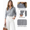 image:imageMANGOPOP Button Down Shirts for Women Long Sleeve Plaid Ruffle Neck Blouses Business Casual Shirt Tops 2026 Trendy OutfitNavy Blue