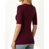 image:imageMANGOPOP Half Sleeve Tops for Women Crew Neck Slim Fitted Casual Going Out T Shirt Tops 2026 TrendyBurgundy