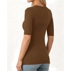 image:imageMANGOPOP Half Sleeve Tops for Women Crew Neck Slim Fitted Casual Going Out T Shirt Tops 2026 TrendyCoffee