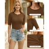 image:imageMANGOPOP Half Sleeve Tops for Women Crew Neck Slim Fitted Casual Going Out T Shirt Tops 2026 TrendyCoffee