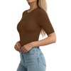 image:imageMANGOPOP Half Sleeve Tops for Women Crew Neck Slim Fitted Casual Going Out T Shirt Tops 2026 TrendyCoffee