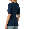 image:imageMANGOPOP Half Sleeve Tops for Women Crew Neck Slim Fitted Casual Going Out T Shirt Tops 2026 TrendyDeep Blue