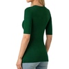 image:imageMANGOPOP Half Sleeve Tops for Women Crew Neck Slim Fitted Casual Going Out T Shirt Tops 2026 TrendyDeep Green
