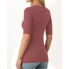 image:imageMANGOPOP Half Sleeve Tops for Women Crew Neck Slim Fitted Casual Going Out T Shirt Tops 2026 TrendyMarsala