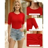 image:imageMANGOPOP Half Sleeve Tops for Women Crew Neck Slim Fitted Casual Going Out T Shirt Tops 2026 TrendyRed
