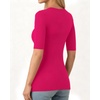 image:imageMANGOPOP Half Sleeve Tops for Women Crew Neck Slim Fitted Casual Going Out T Shirt Tops 2026 TrendyRose Pink