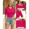 image:imageMANGOPOP Half Sleeve Tops for Women Crew Neck Slim Fitted Casual Going Out T Shirt Tops 2026 TrendyRose Pink