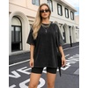 image:imageMANGOPOP Oversized Vintage Short Sleeve Shirts for Women Acid Wash Crew Neck Y2k Grunge Casual Summer Baggy Tees TopsBlack