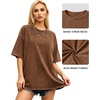 image:imageMANGOPOP Oversized Vintage Short Sleeve Shirts for Women Acid Wash Crew Neck Y2k Grunge Casual Summer Baggy Tees TopsCoffee