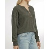 image:imageMANGOPOP Ribbed Henley Sweatshirt for Women Oversized Casual Long Sleeve Pullover Top with Decorative ButtonsArmy Green