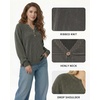 image:imageMANGOPOP Ribbed Henley Sweatshirt for Women Oversized Casual Long Sleeve Pullover Top with Decorative ButtonsArmy Green