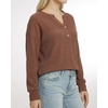 image:imageMANGOPOP Ribbed Henley Sweatshirt for Women Oversized Casual Long Sleeve Pullover Top with Decorative ButtonsCoffee