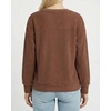 image:imageMANGOPOP Ribbed Henley Sweatshirt for Women Oversized Casual Long Sleeve Pullover Top with Decorative ButtonsCoffee
