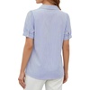 image:imageMANGOPOP Striped Button Down Shirt for Women Puff Short Sleeve Blouse Business Casual Tops Trendy 2026 SummerBlue