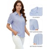 image:imageMANGOPOP Striped Button Down Shirt for Women Puff Short Sleeve Blouse Business Casual Tops Trendy 2026 SummerBlue