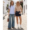 image:imageMANGOPOP Striped Button Down Shirt for Women Puff Short Sleeve Blouse Business Casual Tops Trendy 2026 SummerBlue