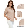 image:imageMANGOPOP Striped Button Down Shirt for Women Puff Short Sleeve Blouse Business Casual Tops Trendy 2026 SummerBrown
