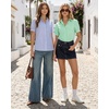 image:imageMANGOPOP Striped Button Down Shirt for Women Puff Short Sleeve Blouse Business Casual Tops Trendy 2026 SummerGreen