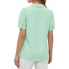 image:imageMANGOPOP Striped Button Down Shirt for Women Puff Short Sleeve Blouse Business Casual Tops Trendy 2026 SummerGreen