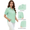 image:imageMANGOPOP Striped Button Down Shirt for Women Puff Short Sleeve Blouse Business Casual Tops Trendy 2026 SummerGreen