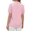 image:imageMANGOPOP Striped Button Down Shirt for Women Puff Short Sleeve Blouse Business Casual Tops Trendy 2026 SummerPink