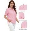 image:imageMANGOPOP Striped Button Down Shirt for Women Puff Short Sleeve Blouse Business Casual Tops Trendy 2026 SummerPink