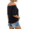 image:imageMANGOPOP Women Off The Shoulder Tops Oversized Tshirts 34 Sleeve tee Half Sleeve Going Out Shirt Loose Casual TrendyBlack