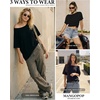 image:imageMANGOPOP Women Off The Shoulder Tops Oversized Tshirts 34 Sleeve tee Half Sleeve Going Out Shirt Loose Casual TrendyBlack