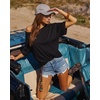 image:imageMANGOPOP Women Off The Shoulder Tops Oversized Tshirts 34 Sleeve tee Half Sleeve Going Out Shirt Loose Casual TrendyBlack