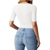 image:imageMANGOPOP WomenS Half Sleeve Bodysuit Square Neck 34 Sleeve Body Suits Dressy Fitted Going Out TopsA02 White