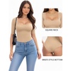 image:imageMANGOPOP WomenS Half Sleeve Bodysuit Square Neck 34 Sleeve Body Suits Dressy Fitted Going Out TopsSemolina