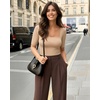 image:imageMANGOPOP WomenS Half Sleeve Bodysuit Square Neck 34 Sleeve Body Suits Dressy Fitted Going Out TopsSemolina
