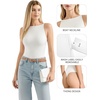 image:imageMANGOPOP Womens Boat Neck Tank Top Bodysuit Double Lined Sleeveless Cami Body Suit Going Out Adjustable Spaghetti Strap Tops02 White